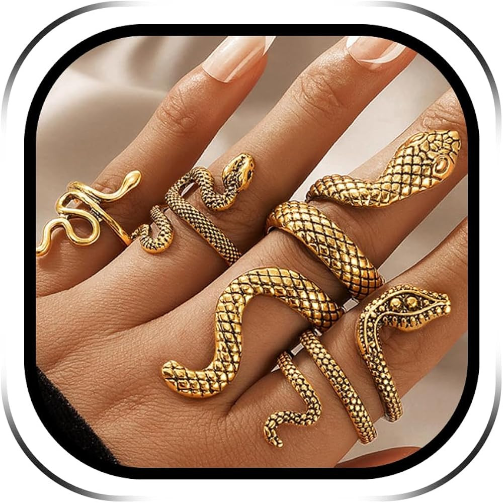 Frodete Snake Rings for Women Stackable Adjustable Vintage Serpent Medusa Party Daily Fashion Jew... | Amazon (US)