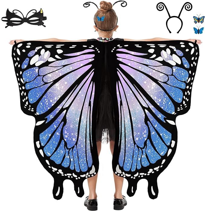 Amazon.com: Butterfly Wings for Women & Girls - Halloween Cape with Mask and Antenna Headband : C... | Amazon (US)