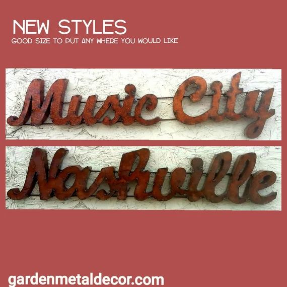 Nashville Signs|Rustic Nashville Signs|Metal Nashville signs|Rustic Music City Signs|Nashville de... | Etsy (US)