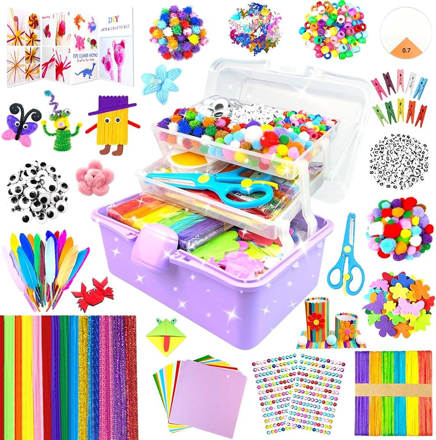 3000 Arts and Crafts Supplies for Kids Craft Kit Craft Box with Pipe Cleaners Arts and Crafts for... | Amazon (US)