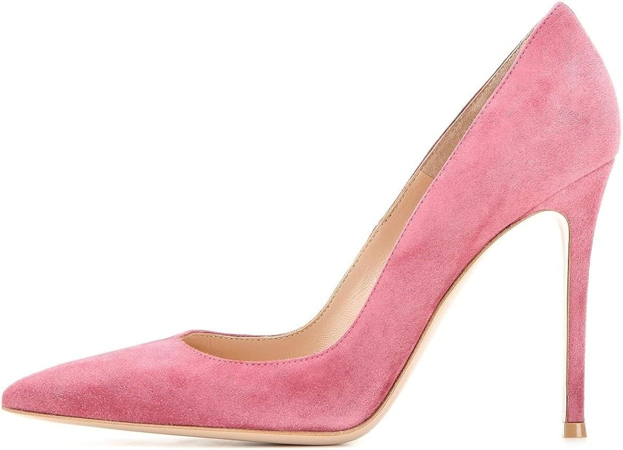 SAMMITOP Women's Pointed Toe High Heel Pumps 10cm Classic Stiletto Suede Shoes | Amazon (US)