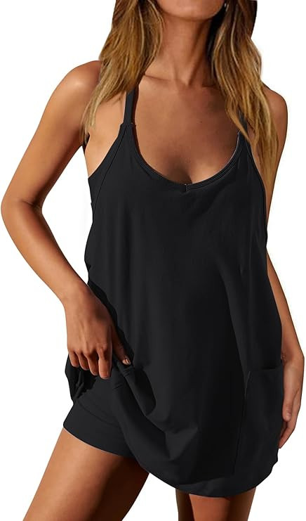 Nirovien Womens Tennis Dress Workout Mini Dress with Shorts Sleeveless Spaghetti Straps Golf Athl... | Amazon (US)
