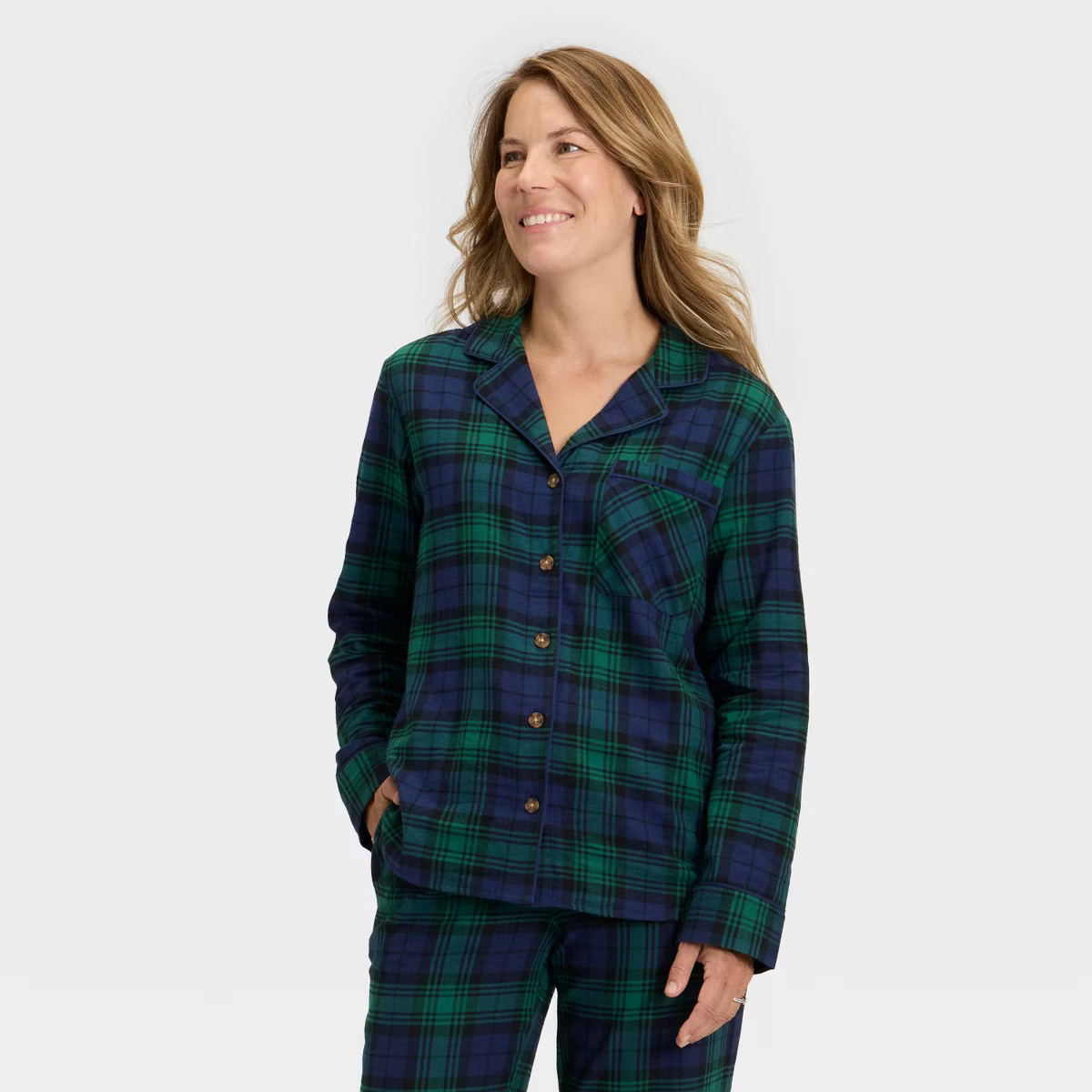 Women's Plaid Flannel Long Sleeve Shirt and Pants Holiday Matching Family Pajama Set - Wondershop... | Target