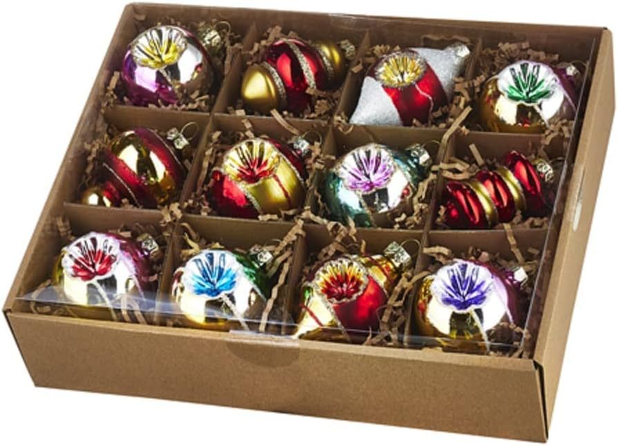 RAZ Imports Bright Vintage-Style Glass, Christmas Tree Ornaments 12 Piece Set 3.25 Inch | Amazon (US)