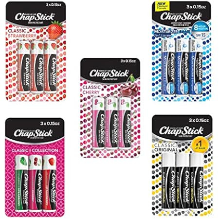 ChapStick Moisturizer Original Lip Balm Tubes, SPF 15 and Skin Protectant - 0.15 Oz (Pack of 3) | Amazon (US)