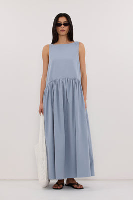 JO SLATE DROP WAIST MIDI DRESS | DISSH