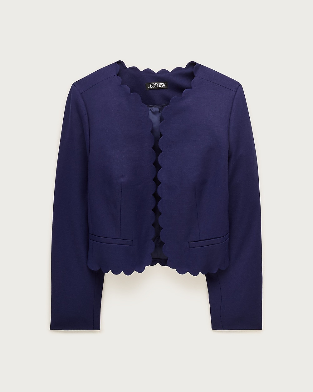 Louisa lady jacket with scalloped trim in Gramercy linen blend | J. Crew US