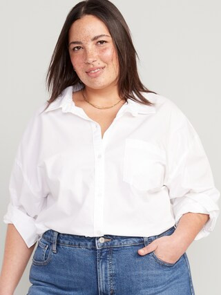 Oversized Poplin Boyfriend Shirt for Women | Old Navy (US)