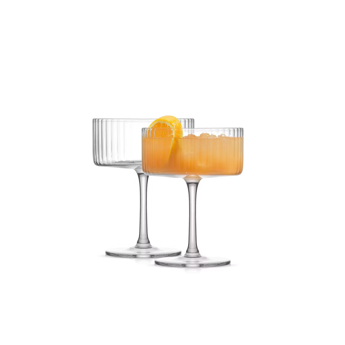 JoyJolt Elle Fluted Cylinder Martini Coupe Glass - 10 oz Ribbed Cocktail Glasses - Set of 2 | Target