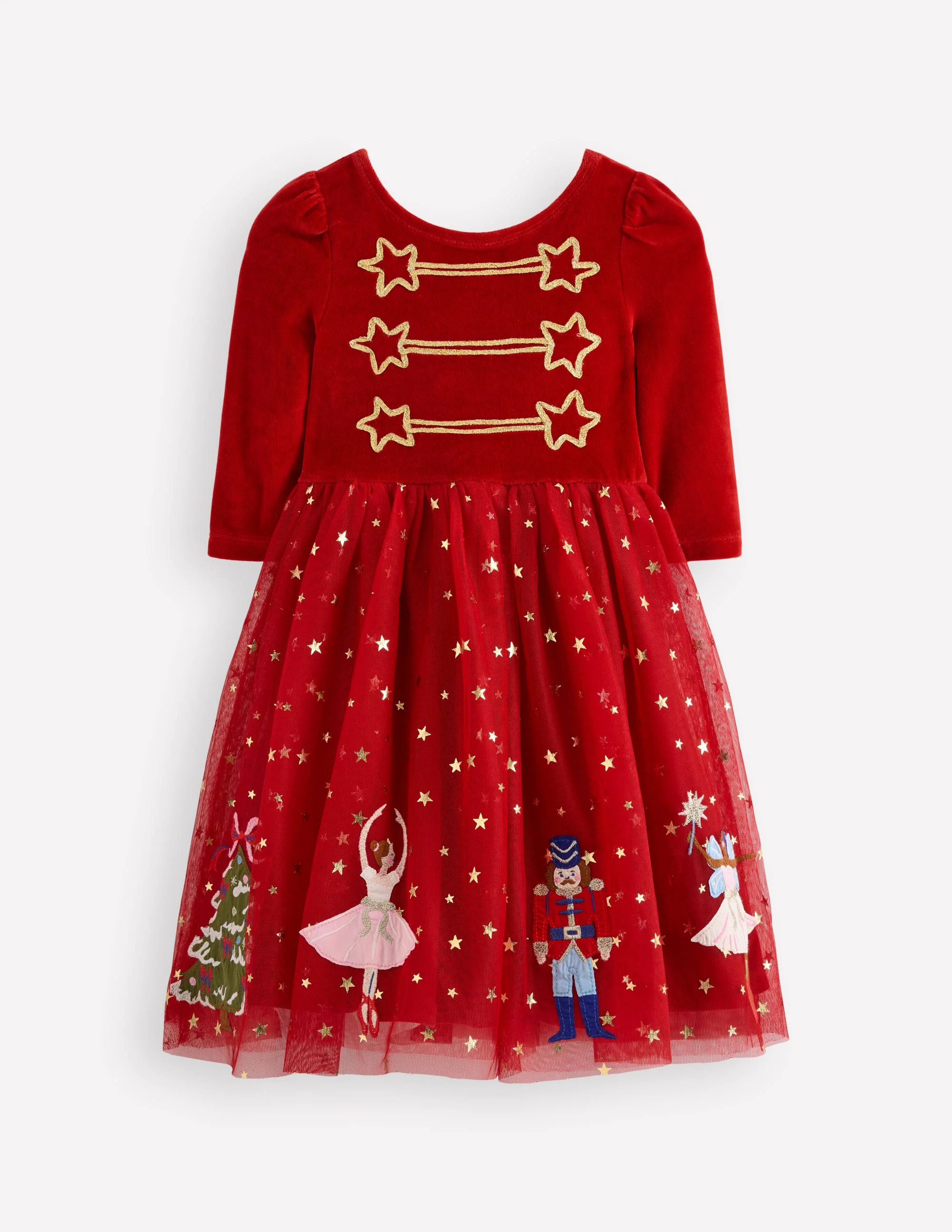 Velour Tulle Appliqué Dress-Carmine Red Nutcracker | Boden UK