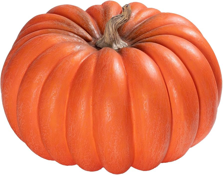 Large Fake Orange Faux Pumpkin, Realistic Lifelike Harvest Fall Decoration, Hard Foam Vegetable O... | Amazon (US)