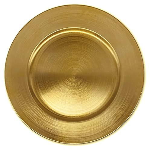 Henilosson Metallic Foil Gold Charger Plates-13 inch-12 pack round Dinner Chargers -Plate Chargers for Dinner Plates - Wedding Décor Place-mats (12, classical gold) | Amazon (US)