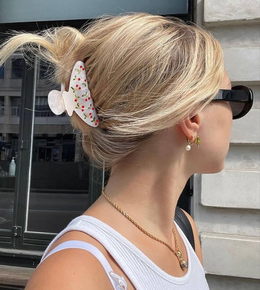 LILIE&WHITE Acrylic Hair Clips Claws For Women With The Rhinestone Pattern In Red Cherry Shape Ha... | Amazon (US)