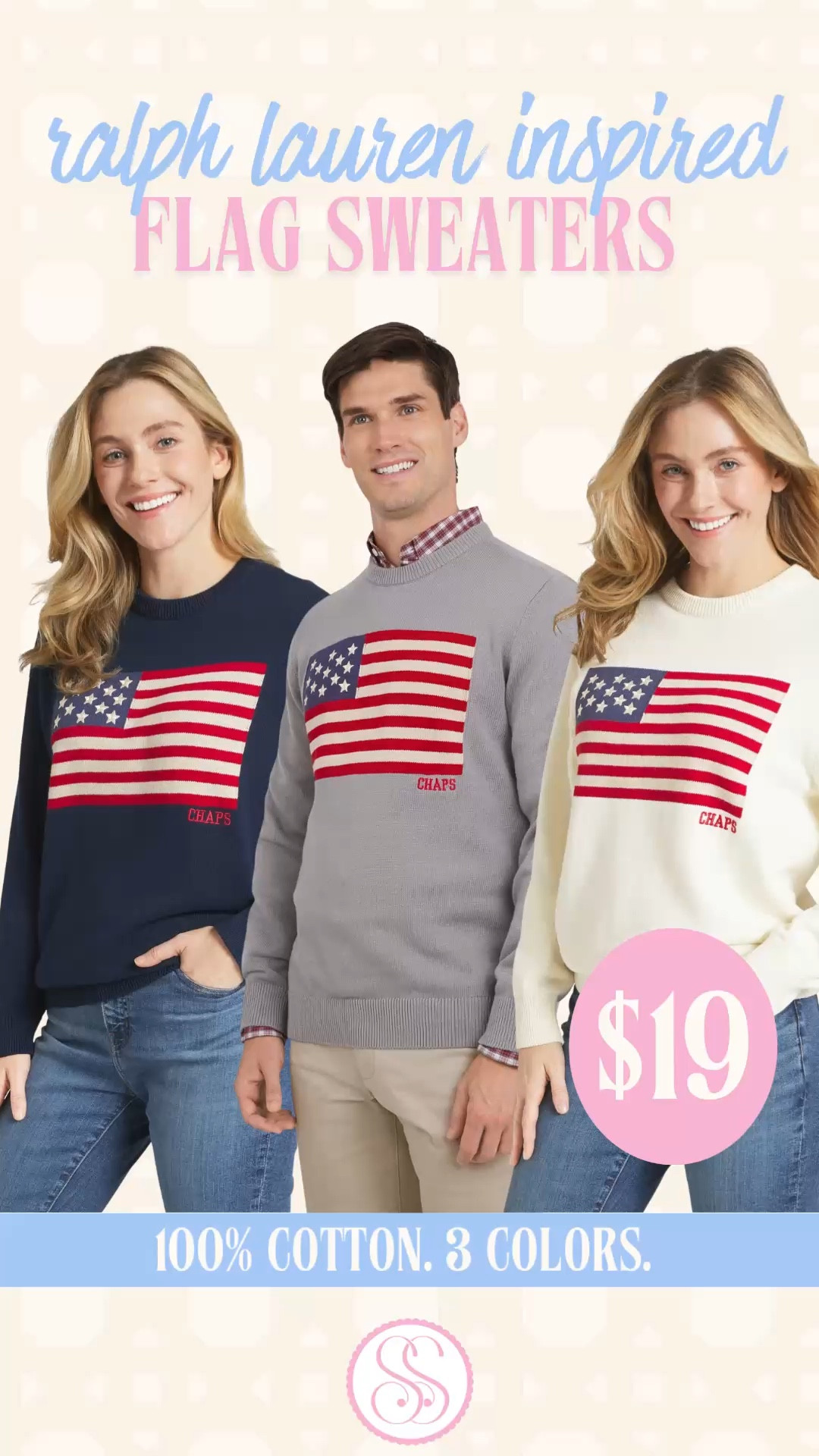 Ralph Lauren Inspired Flag Sweater Walmart | Fourth of July Sweater Women

fourth of july outfit women | memorial day outfit | american flag sweater | ralph lauren inspired sweater | preppy fourth of july

Buy this now. You will thank yourself in June when flag sweaters retail for triple.

100% cotton ribbed knit American flag sweater. Navy, grey, and cream. Three colors. $19 at Walmart right now while sizes last.

This is the Chaps sweater with full Ralph Lauren DNA. Ribbed knit texture. Drop shoulder construction. Classic crew neck. That same intarsia flag placement you see on sweaters three times this price. 

The one that shows up every summer on every boat, every Fourth of July party, every Memorial Day weekend — and sells out fast.

The ribbed cotton knit gives it that substantial, elevated feel. This does not look or feel like a $19 sweater.

Get it now or pay triple for it in May.
If you are searching:
fourth of july outfit women
memorial day outfit women
american flag sweater women
flag sweater fourth of july
ralph lauren flag sweater dupe
preppy fourth of july outfit
patriotic outfit women
coastal grandmother outfit
nautical sweater women
summer sweater women
preppy sweater women
fourth of july party outfit
lake house outfit
boat outfit women
red white and blue outfit
classic americana style
ribbed knit sweater women
coastal style sweater
vacation outfits

This is the one and it is $19 right now.

In stock. Most sizes available. Not for long.
⸻
ralph lauren flag sweater dupe walmart, fourth of july sweater women affordable, memorial day outfit preppy, ribbed knit flag sweater women, coastal grandmother sweater 2026, patriotic preppy outfit women, drop shoulder sweater women, nautical summer sweater women, red white blue sweater affordable, fourth of july party outfit women
⸻
#WalmartFinds #WalmartStyle #FourthOfJuly #MemorialDay #FlagSweater #Preppy #AmericanFlag #LTKFindsUnder50 #LTKSeasonal #LTKSaleAlert

#LTKMens #LTKOver40 #LTKSaleAlert