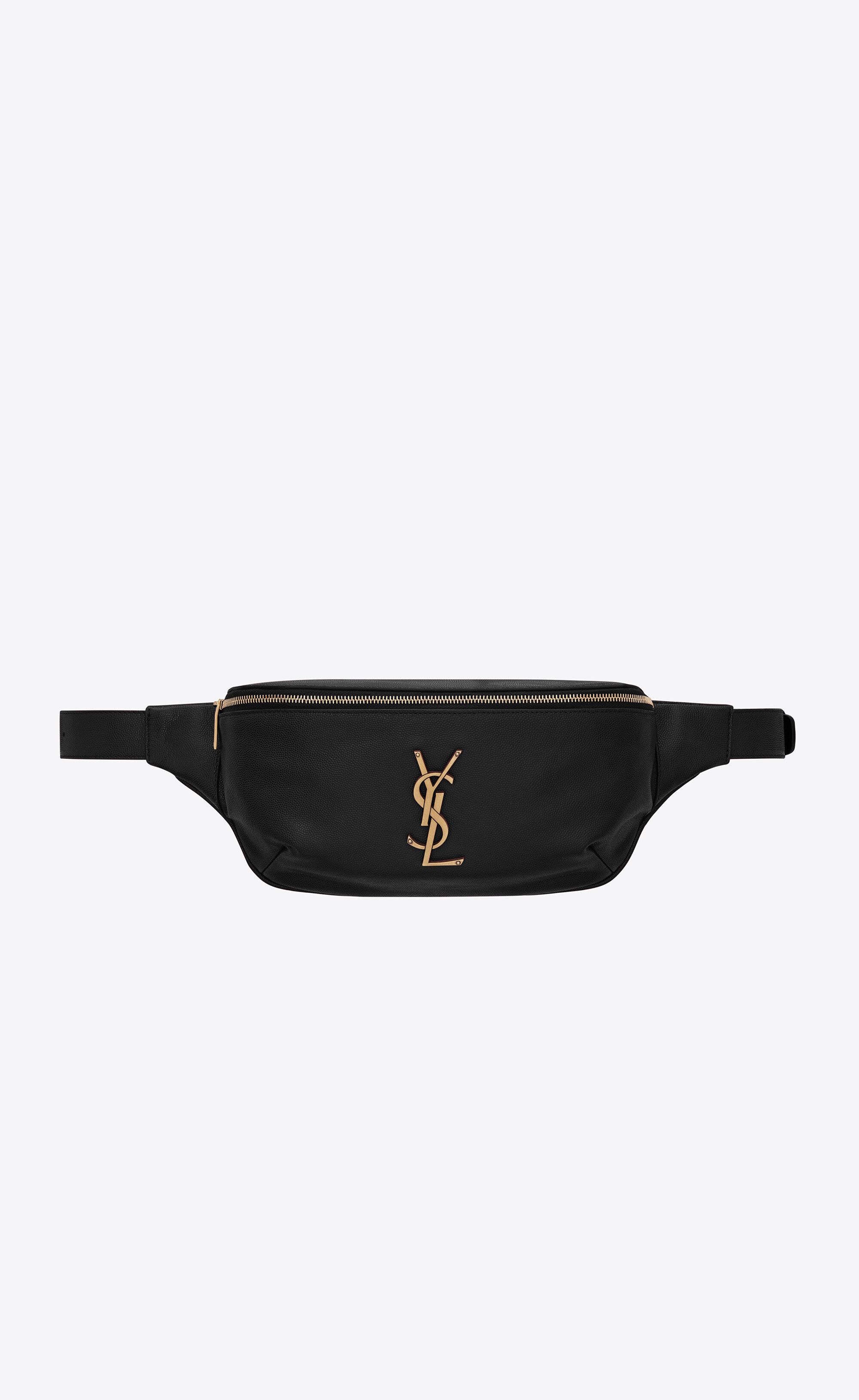 Classic Monogram Belt Bag In Grain De Poudre Embossed Leather Black One Size | Saint Laurent Inc. (Global)