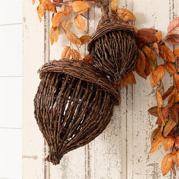 Hanging Hand Woven Grapevine Acorns | Antique Farm House