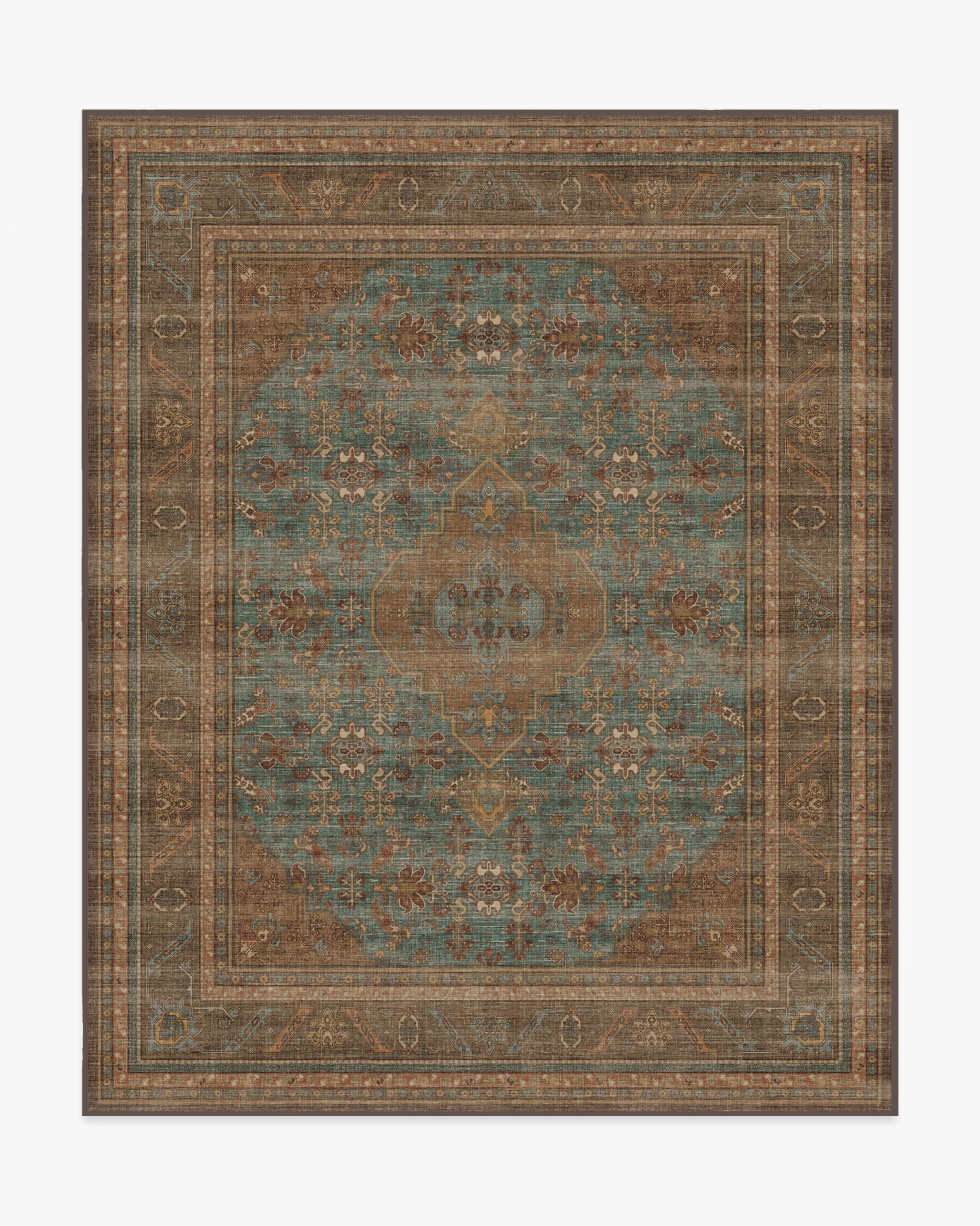 Rowan Teal Blue & Copper Flatwoven Rug | Ruggable