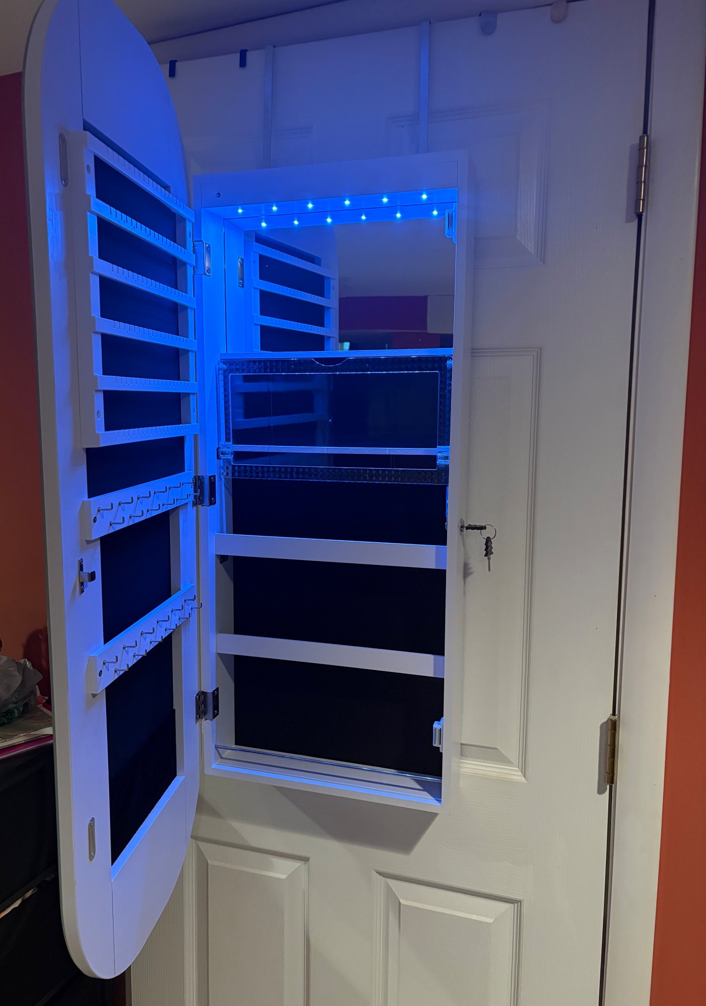 LED Lights Mirror Jewelry Cabinet, Wall Mount/Over the Door Jewelry Armoire Organizer, 42" Full Length Mirror with Storage, Built-in Makeup Mirror, Lockable Mirror Cabinet for Jewelry
$100!! Also available in other colors!

#LTKdayinmylife #LTKgrwm #LTKHome