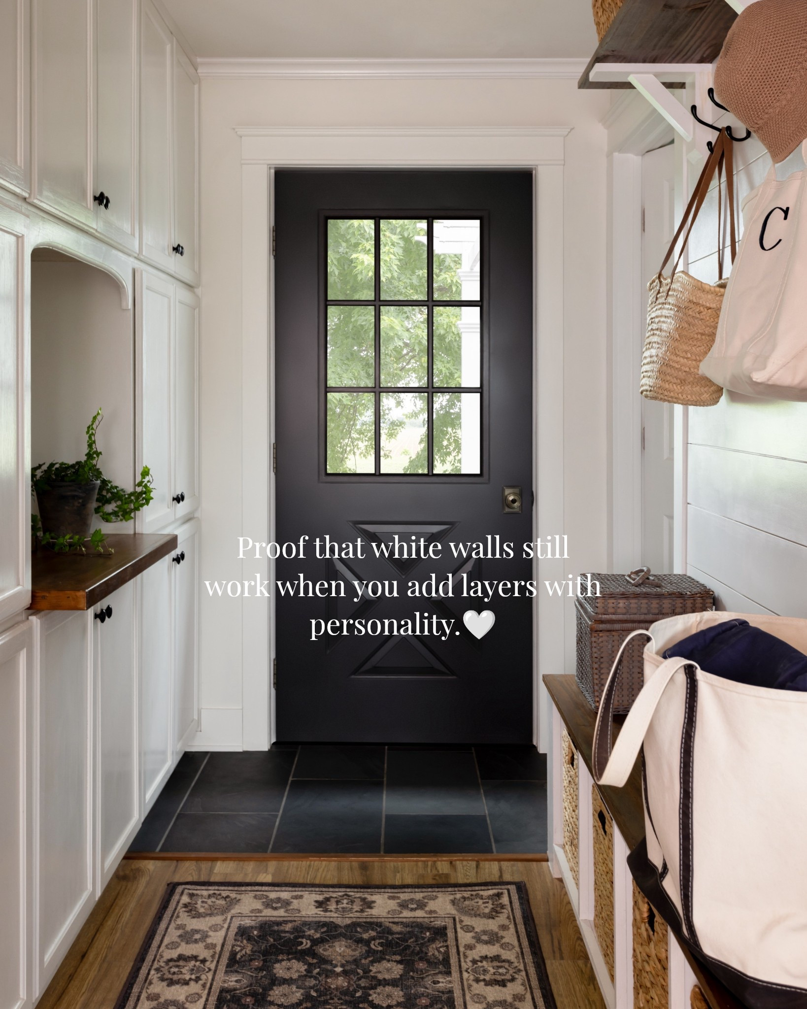 Our back hall mudroom is always a favorite: Paint colors: Benjamin Moore Onyx and White Dove.

#LTKSeasonal #LTKHome #LTKOver40