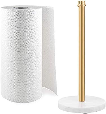 MyGift Gold Industrial Pipe & Marble Base Countertop Paper Towel Holder | Amazon (US)