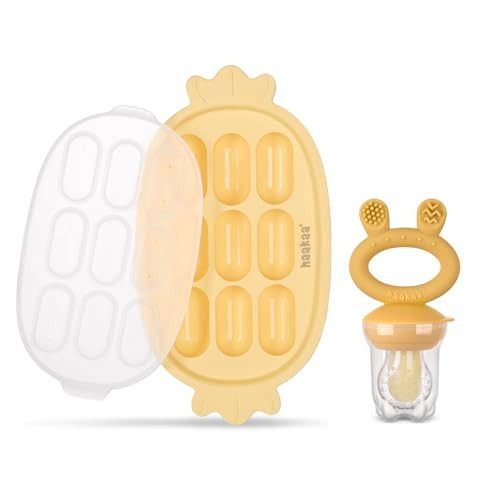 Haakaa Baby Fruit Food Feeder & Silicone Nibble Tray Combo - Breastmilk Popsicle Mold for Baby Cooling Relief, BPA Free Baby Mesh Feeder for Infant Self Feeding | Amazon (US)