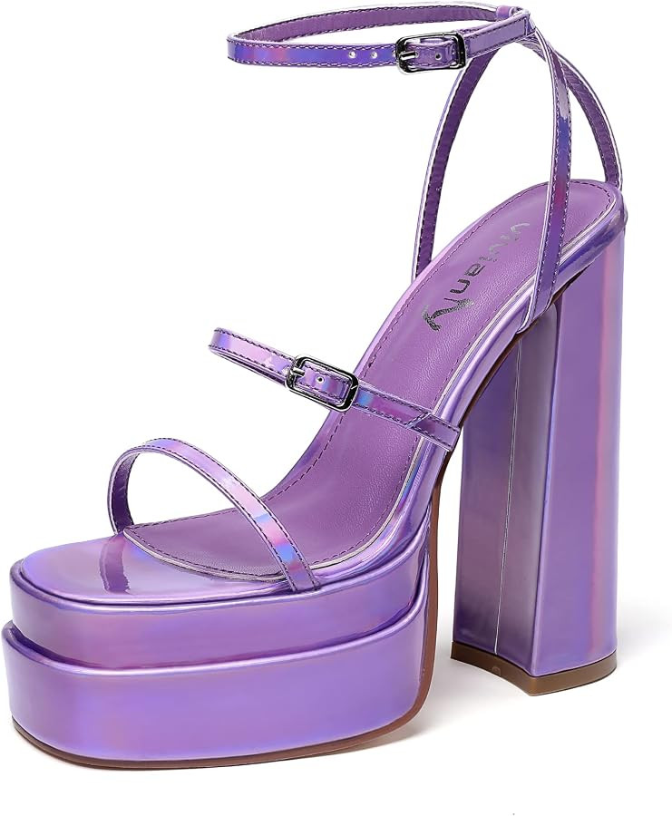 vivianly Womens Platform Ankle Strap Sandals Open Toe Chunky Block High Heels | Amazon (US)