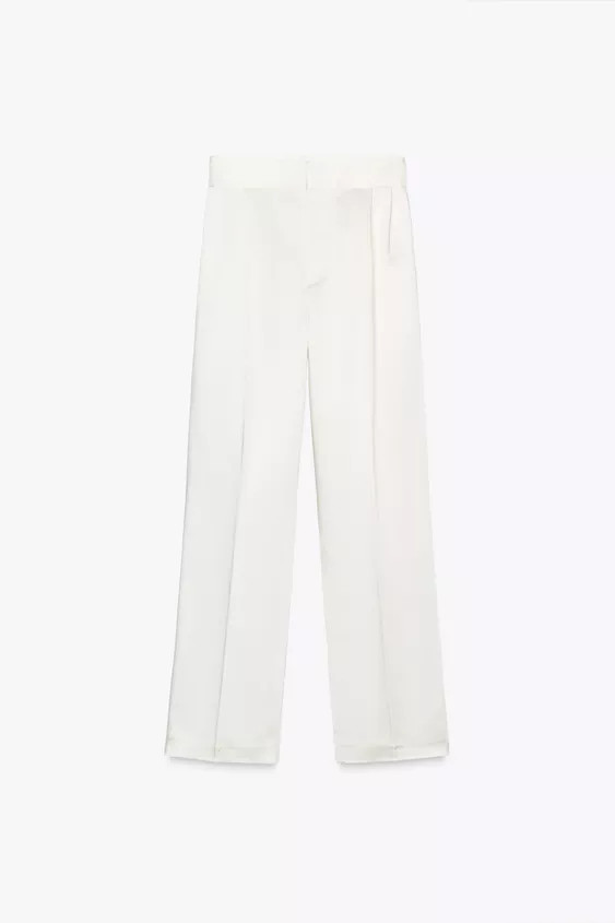 HIGH-WAIST SATIN TROUSERS WITH PLEATS | Zara UK