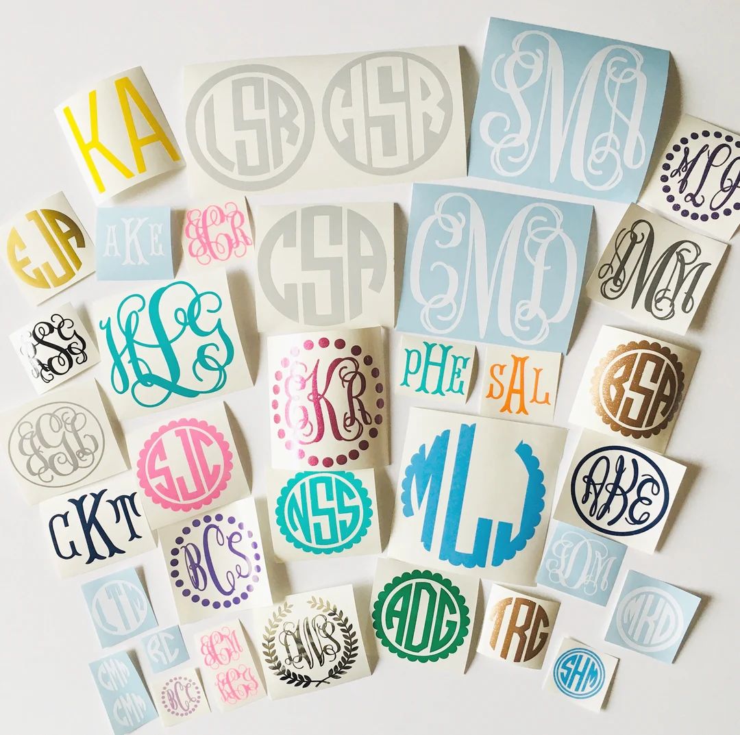 Vinyl Monogram Decal Sticker FREE SHIPPING! | Many sizes, colors, and styles! Car Monogram Yeti D... | Etsy (US)