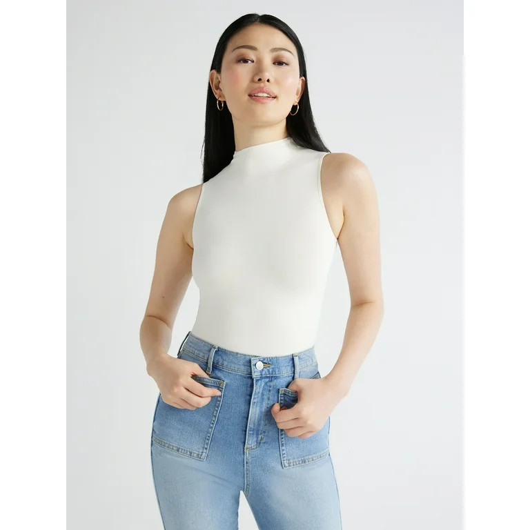 Scoop Women's Seamless Mock Neck Sleeveless Bodysuit, Sizes XS-XXL - Walmart.com | Walmart (US)