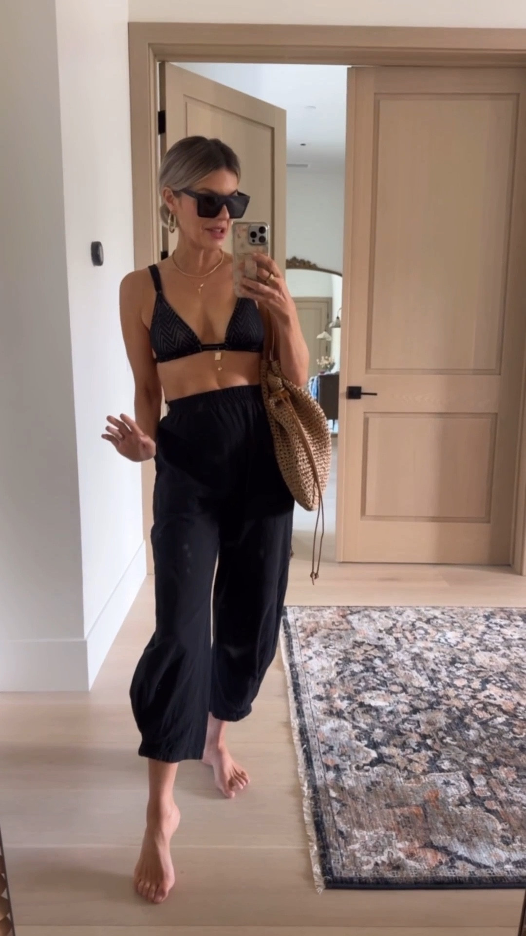 How chic is this look?! Get it for any upcoming vacation you may have! The bikini covers my lower belly and has good coverage on the booty which I love. And the top has great support. I also show these vacation pants, which are my favorite ever, with another top if you’re looking for a little more coverage. I’m wearing a size small and everything which is my normal size so I would say they’re true to size.

#LTKootd #LTKSeasonal