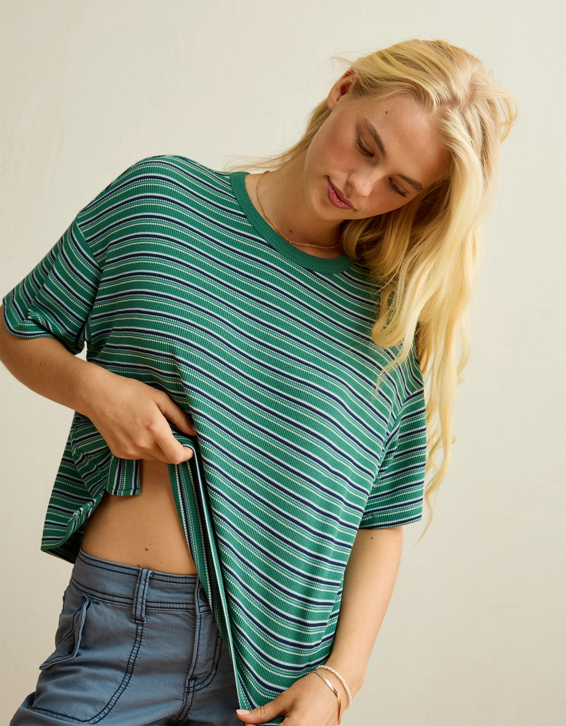 AE Soft & Sexy Waffle Crew Neck Tee | American Eagle Outfitters (US & CA)