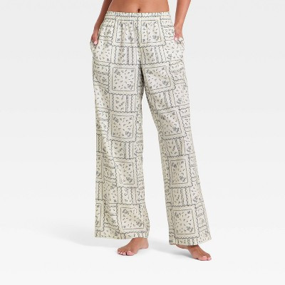 Women's Flannel Pajama Pants - Wild Fable™ Cream Bandana XL | Target