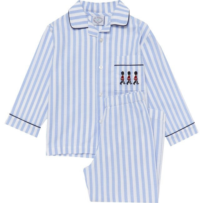 Trotters London | Felix Pajama, (Blue Stripe/Soldier, Size 12-24M) | Maisonette | Maisonette