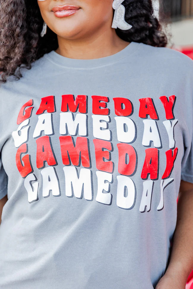 Gameday Repeat grey comfort color graphic tee | Pink Lily