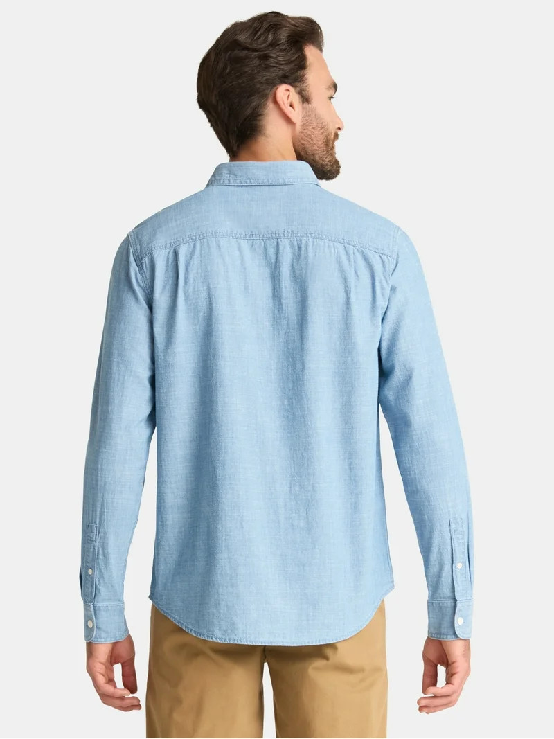 George Men's Chambray Shirt, Sizes S-3XL - Walmart.com | Walmart (US)