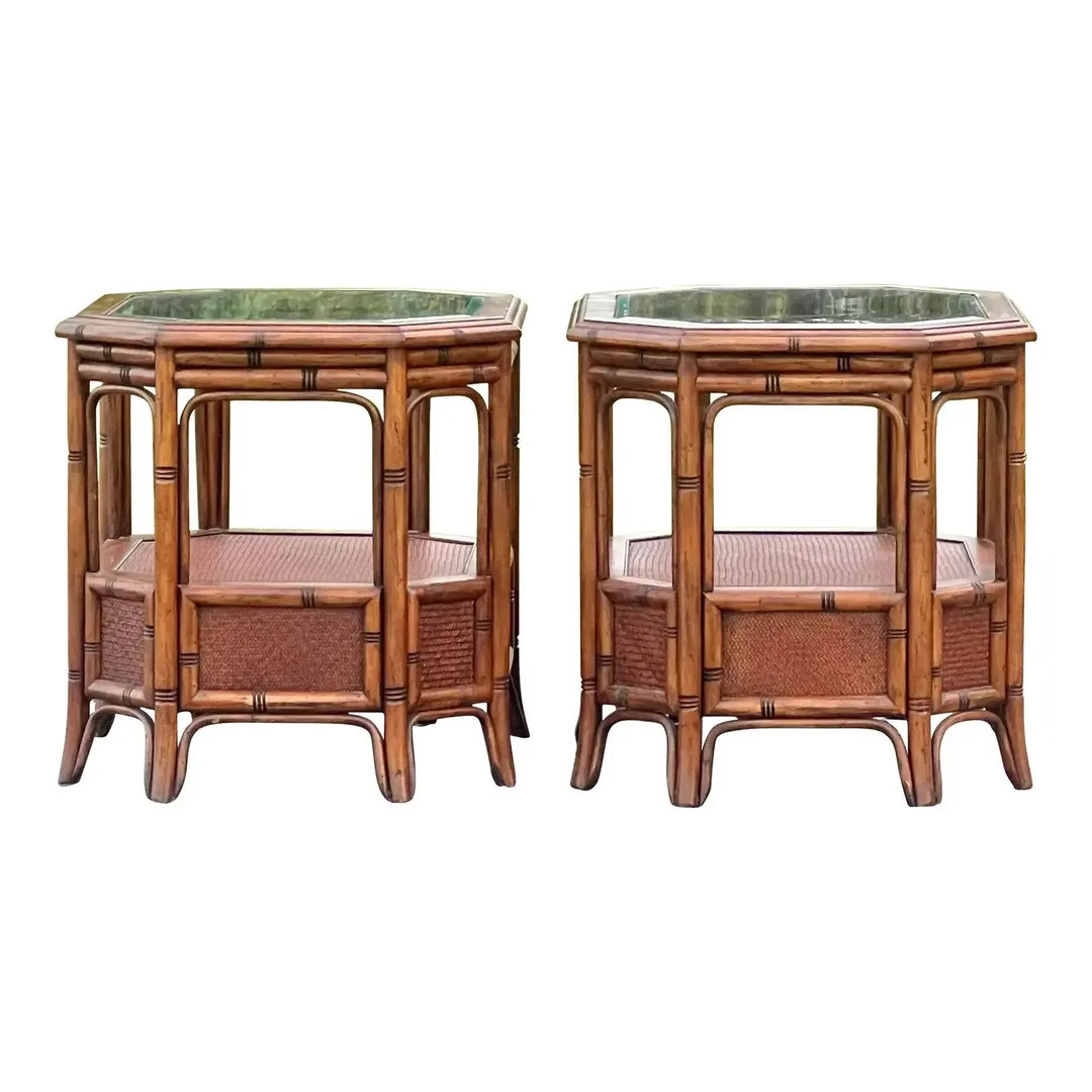 Palm Beach Regency Faux Bamboo Side Tables - A Pair - Etsy | Etsy (US)