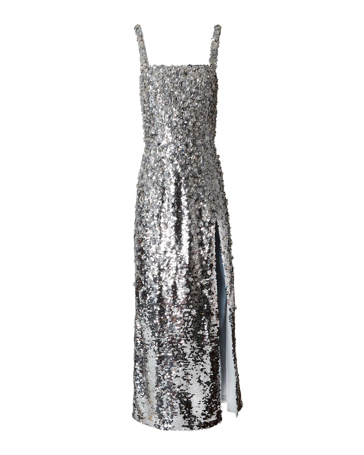 Embroidered Spaghetti Strap Sequin Midi Dress | Over The Moon