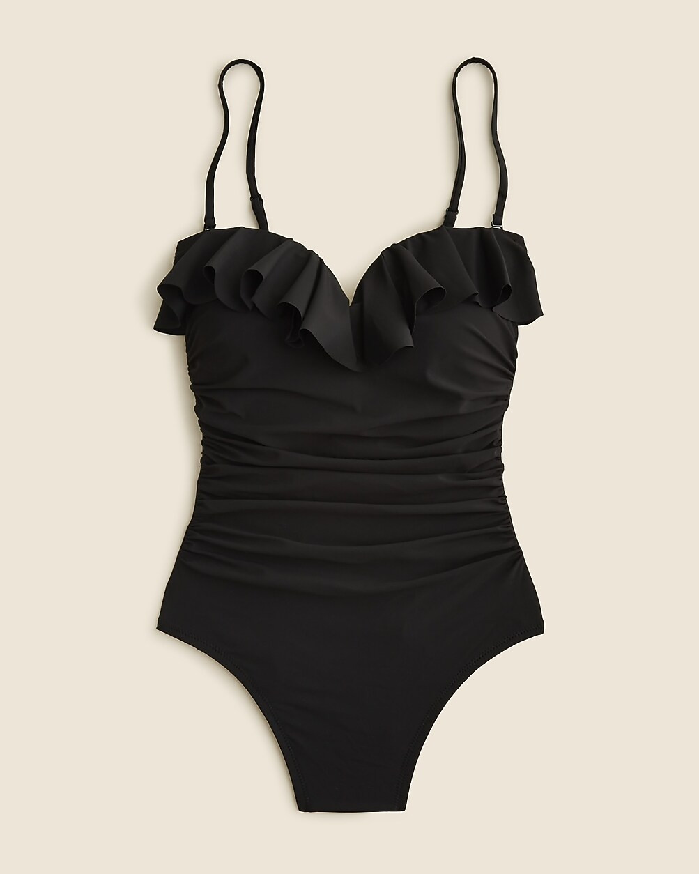 Matte ruched one-piece swimsuit with ruffles | J. Crew US