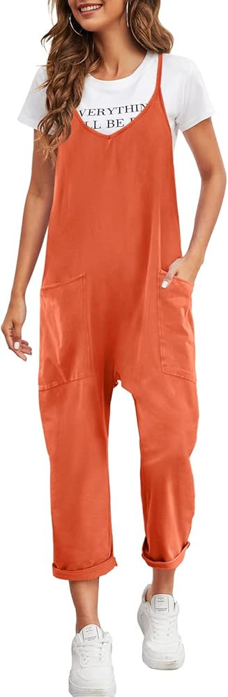 Nirovien Womens Oversized Sleeveless Jumpsuits Loose Spaghetti Strap Baggy Overalls with Pockets ... | Amazon (US)