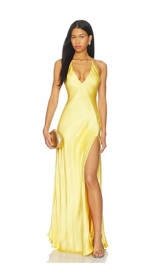Bardot Yve Halter Dress in Yellow. - size 12 | Revolve Clothing (Global)