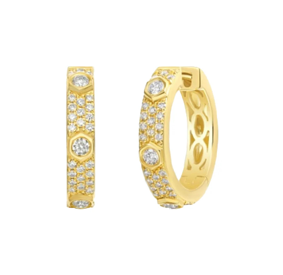 Pave with Bezel Diamond Hoop Earrings | J. Brooks Jewelers