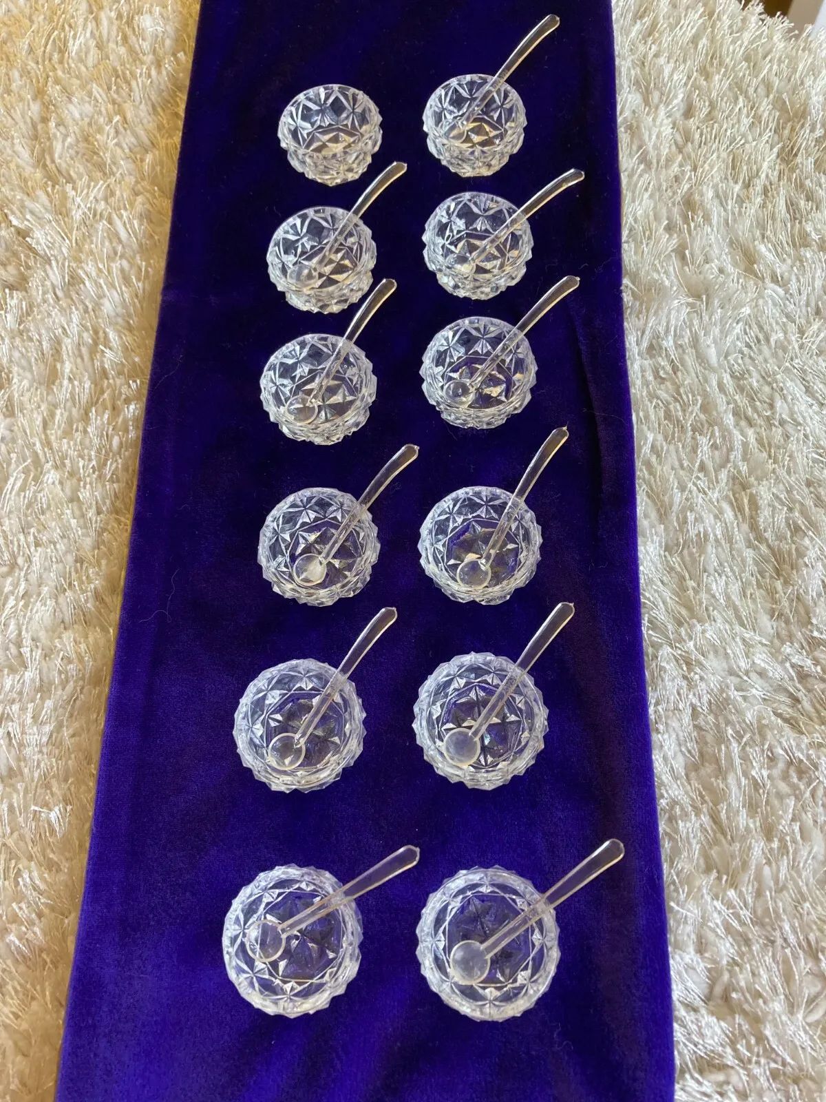 12 Clear Glass Open Salt Cellars with 12 Plastic Spoons  In Boxes Made in Japan  | eBay | eBay US