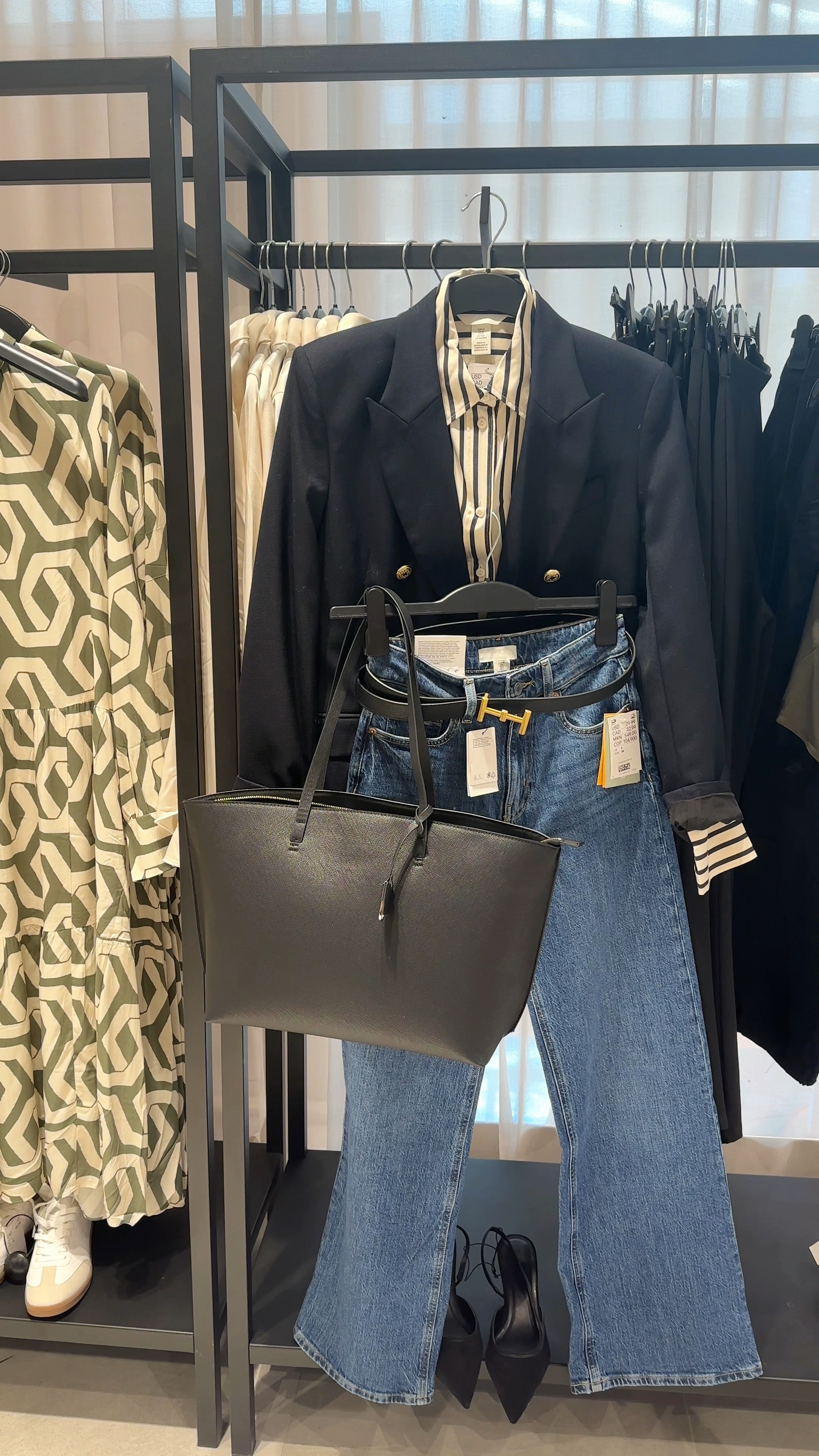 Navy blue double breasted blazer, striped shirt, blue jeans , sling back heels and a tote for Monday work outfit inspiration. 

Work. Outfit for work. What to wear. How to style. Style influencer  

#LTKSeasonal #LTKstyletip #LTKSpringSale