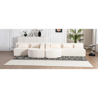 Modern Sofa 144" Upholstered Sofa Free-Combined Sofa Couch With Two Chaise Lounge And Five Back Pillows For Living Room(Old SKU: N719S001600A), Beige | Wayfair North America