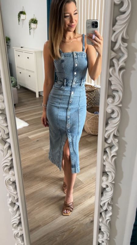 Denim is on trend this season! Scooped up this adorable denim dress from Kohl’s for under $50!! Thick stretch denim material with back zipper and removable straps  For size reference I am 5’3, 115lbs wearing size 0. 

#denim #denimdress #mididress

#LTKFindsUnder50 #LTKSaleAlert #LTKStyleTip
