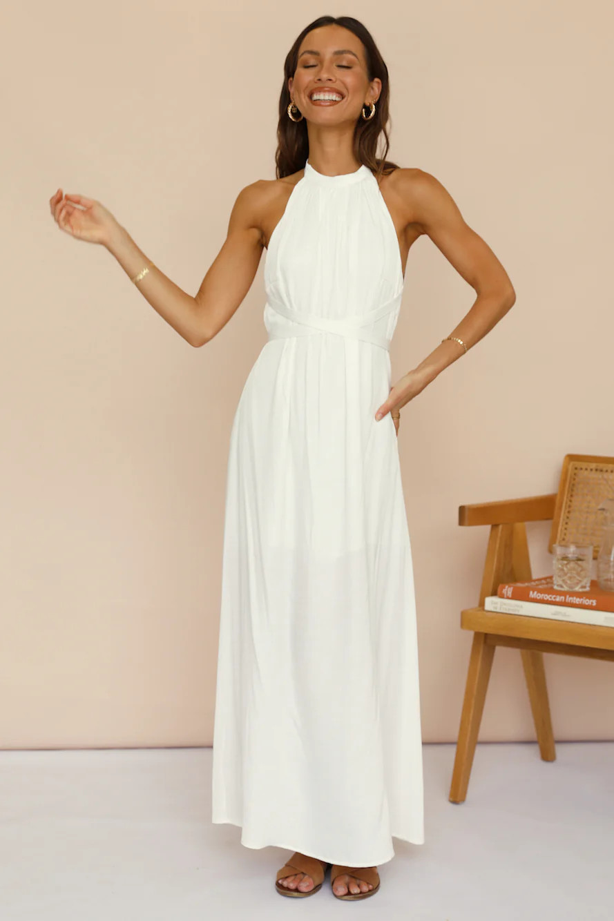 Mari And Gold Maxi Dress White | Fortunate One
