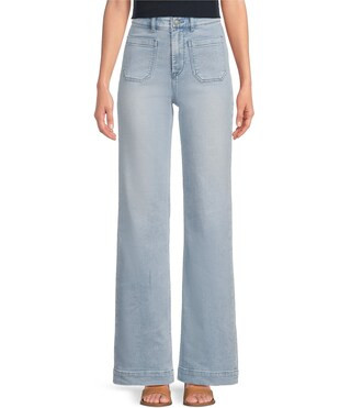 Stretch Terry Wide Leg Patch Pocket Jeans | Dillard's