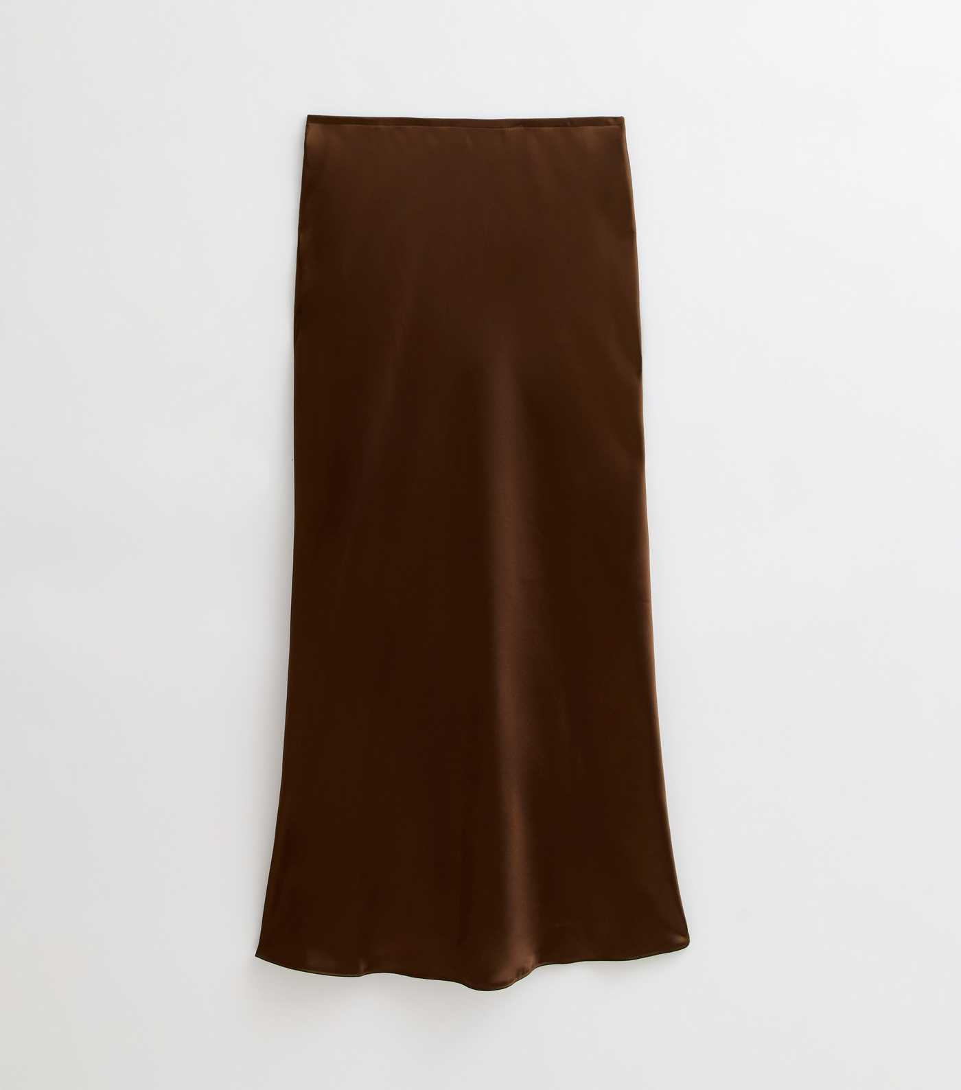 Dark Brown Satin Bias Cut Midi Skirt | New Look | New Look (UK)