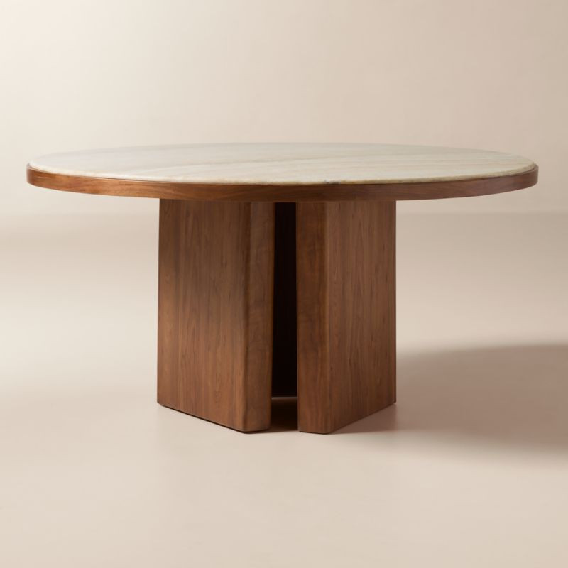 Rio 60" Onyx and Walnut Round Dining Table | CB2