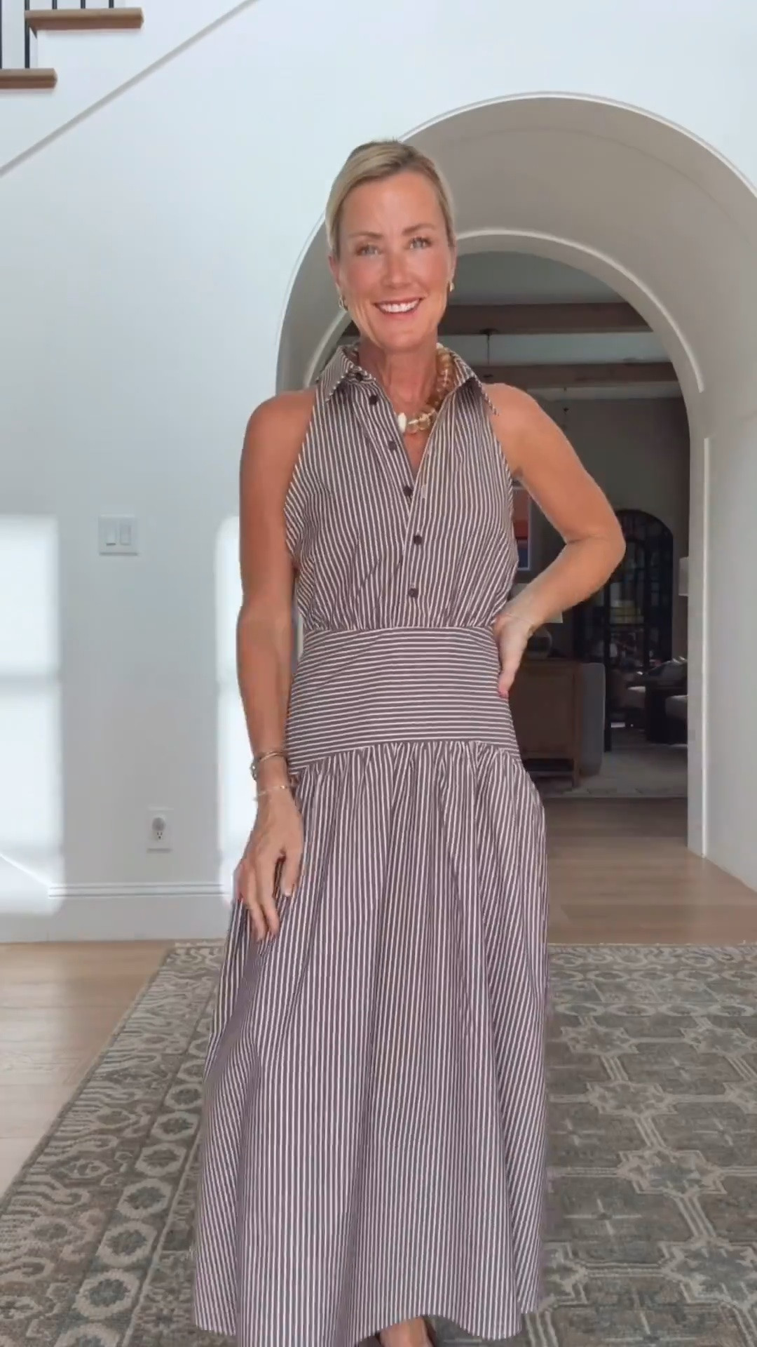 Loving this shirtdress in the new striped brown print. So flattering!

Dress: xs

#LTKootd #LTKSeasonal #LTKOver40